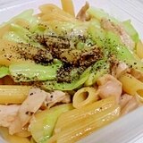 パスタ弁当　キャベツと鶏ハムの和風醤油パスタ